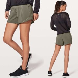 Lululemon Hotty Hot Short II *Long 4" Swift Running Low Rise Sage Green, Sz 4